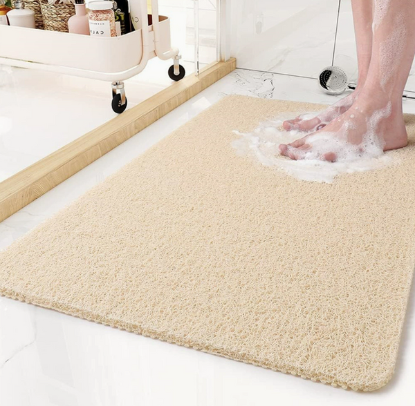 Bathroom anti-slip mat, 17.7 in x 23.6 in, ecru