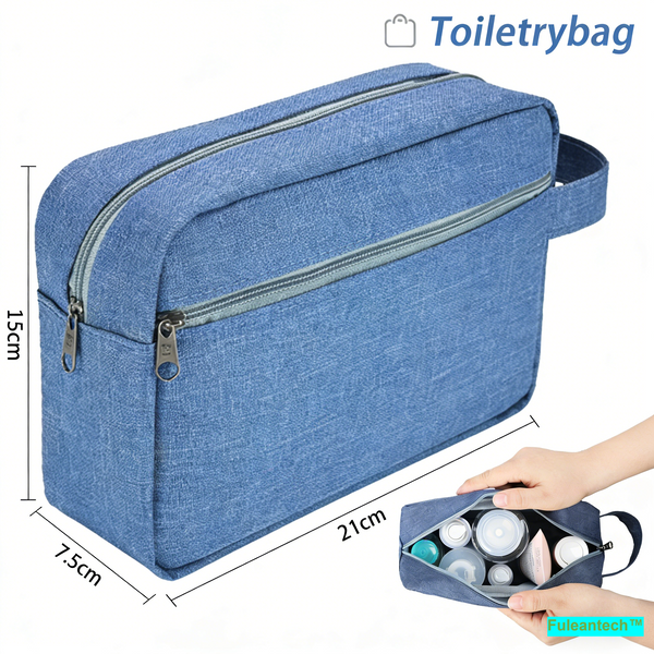 Travel toiletry bag, denim blue